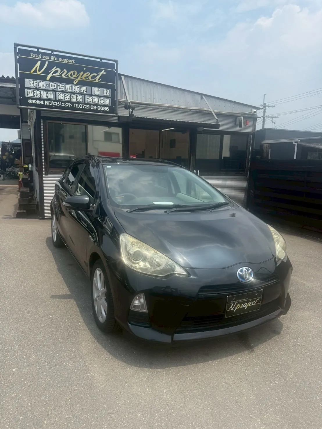アクア　TOYOTA   ボンネット　フロントバンパー　ガリ傷　凹み　事故　修理　交換　鈑金塗装　磨き　取付　保険　河内長野　狭山　富田林　南大阪　自社整備工場　Nプロジェクト