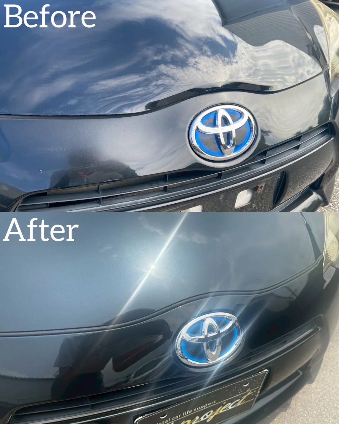 アクア　TOYOTA   ボンネット　フロントバンパー　ガリ傷　凹み　事故　修理　交換　鈑金塗装　磨き　取付　保険　河内長野　狭山　富田林　南大阪　自社整備工場　Nプロジェクト