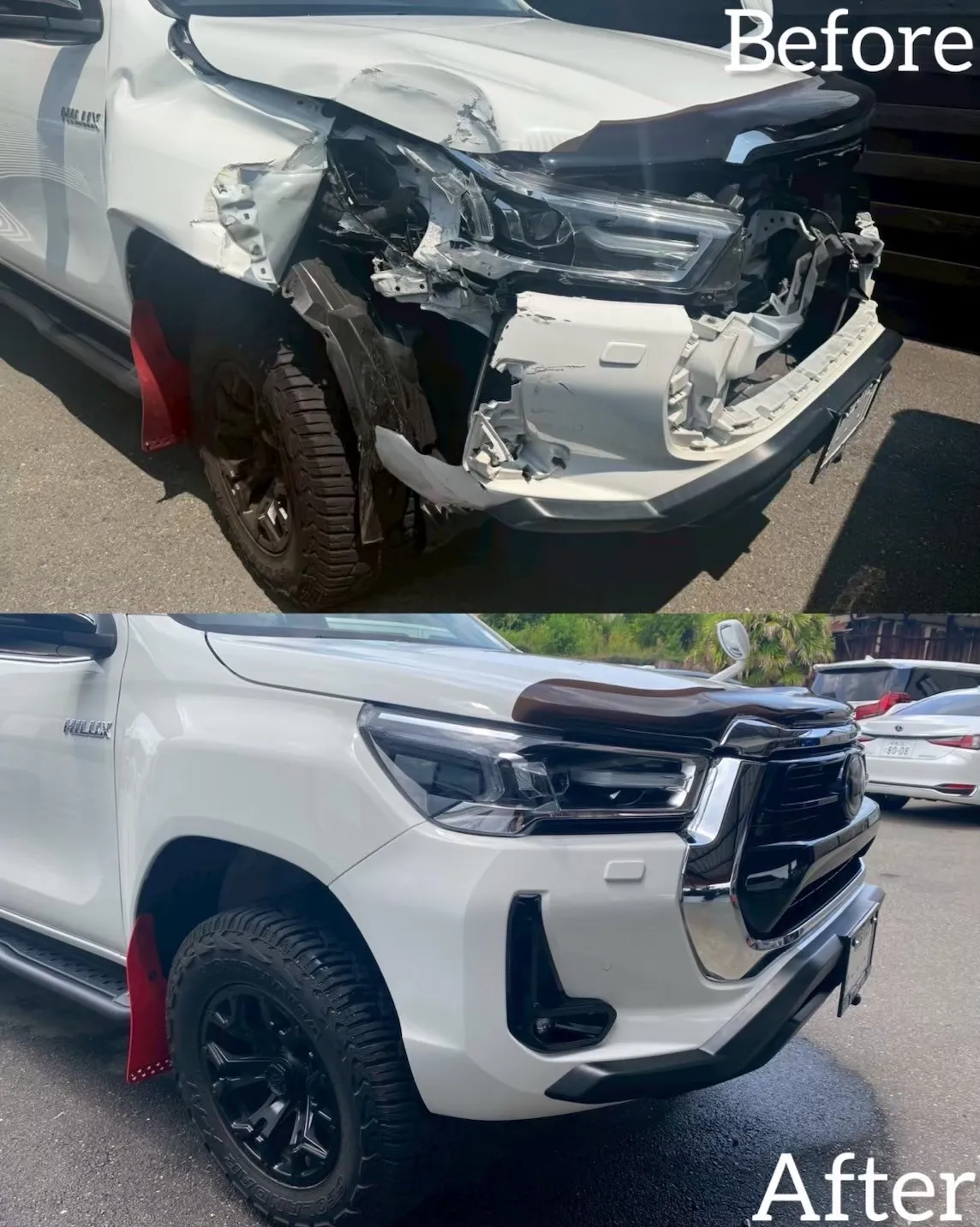 ハイラックス　TOYOTA     事故　交換　修理　鈑金塗装　保険　交換　河内長野　狭山　富田林　南大阪　自社整備工場　Nプロジェクト