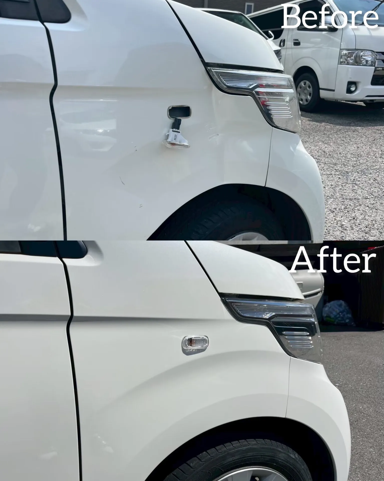 Nワゴン ホンダ　ガリ傷　凹み　事故　修理　交換　鈑金塗装　河内長野　狭山　富田林　南大阪　自社整備工場　Nプロジェクト