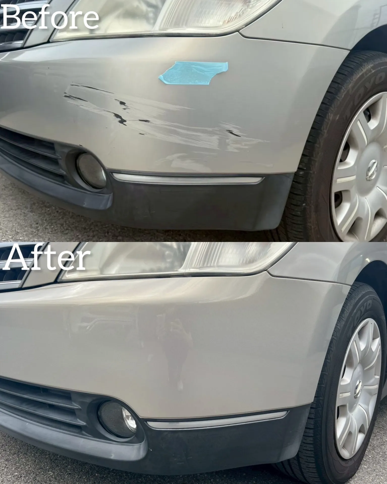 ティアナ　NISSAN   フロントバンパー　事故　交換　修理　鈑金塗装　磨き　保険　整備　車検　河内長野　狭山　富田林　南大阪　自社整備工場　Nプロジェクト