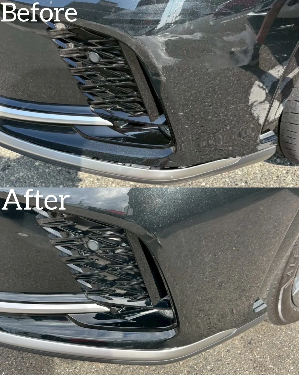 レクサス　RX   フロントバンパー　ガリ傷　凹み　事故　交換　修理　鈑金塗装　磨き　取付　保険　河内長野　狭山　富田林　南大阪　自社整備工場　Nプロジェクト