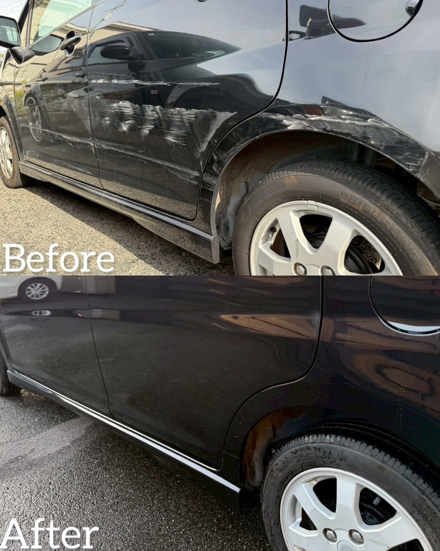 ダイハツ　ムーヴ　ガリ傷　凹み　事故　修理　交換　鈑金塗装　河内長野　狭山　富田林　南大阪　自社整備工場　Nプロジェクト